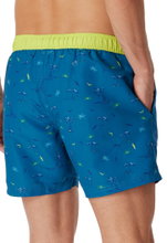 Schiesser Badehose Webware Strand gemustert petrol/limegrün Herren