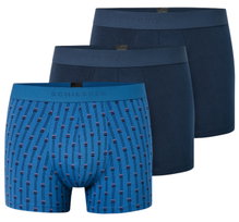 Schiesser Underwear Boxer Shorts 95/5 Woven Elastic Waistband 923 Men's Shorts Dark Blue/Blue Men - 3 Pieces
