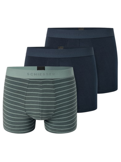 Schiesser Unterwäsche Boxershorts 95/5 Webgummibund 910 dunkelblau/mineral gestreift Herren - 3 Stück
