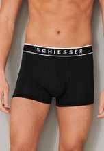 Schiesser Underwear Boxer Shorts 95/5 with Webbed Waistband in Black for Men - Pack of 3