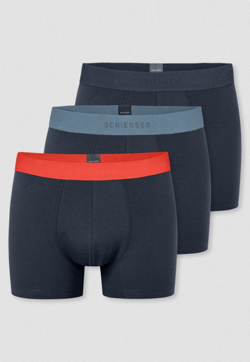 Schiesser Unterwäsche Boxershorts 95/5 Organic Cotton Webgummibund mehrfarbig 920 schwarz Herren - 3 Stück