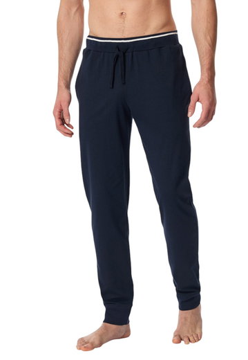 Schiesser leisure trousers with cuffs (100% cotton) long night blue men's