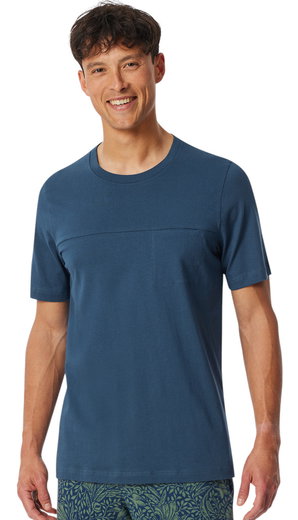 Schiesser Freizeit Tshirt Mix+Relax (100% Baumwolle) indigoblau Herren