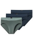Schiesser Slip Rio Organic Cotton Webgummibund (Schlüpfer) dunkelblau/mineralgrün/gestreift Herren - 3 Stück