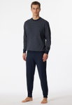 Schiesser Unterwäsche Schlafanzug Dark Sapphire Organic Cotton lang - gemustert dunkelblau Herren