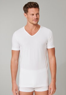 Schiesser T-Shirt V-Neck 95/5 Short Sleeve (95% Cotton) Underwear White Men - 2 Pack