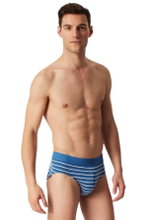 Schiesser Slip Rio Organic Cotton Webgummibund (Schlüpfer) blau/schwarz uni/gestreift Herren - 3 Stück