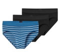 Schiesser Slip Rio Organic Cotton Webgummibund (Schlüpfer) blau/schwarz uni/gestreift Herren - 3 Stück