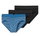 Schiesser Rio Slip Organic Cotton Web Elastic Waistband (Briefs) blue/black plain/striped men's - 3 pieces