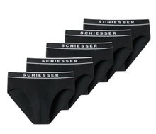 Schiesser Underwear Rio Slip Organic Cotton Web Elastic Waistband 95/5 black Men's - 5 pieces
