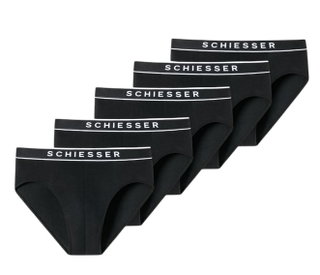 Schiesser Underwear Rio Slip Organic Cotton Web Elastic Waistband 95/5 black Men's - 5 pieces