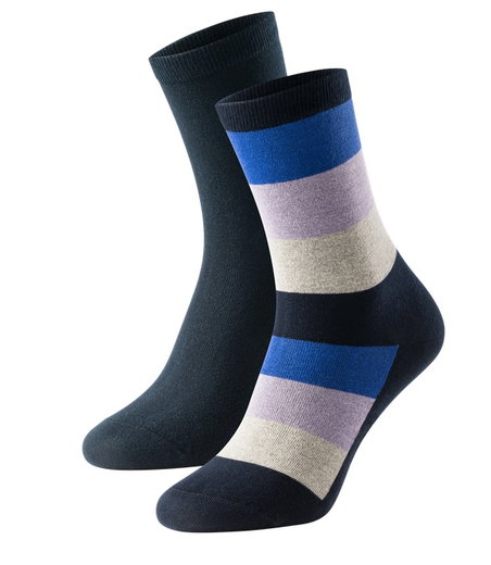 Schiesser Tagessocke Crew Long Life Cool (Baumwolle) dunkelblau/mehrfarbig Damen - 2 Paar