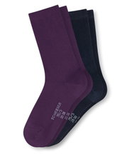 Schiesser Tagessocke Crew 95/5 Organic Cotton (angenehmes Tragegefühl) schwarz/violett Damen - 2 Paar