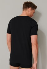 Schiesser T-Shirt V-Ausschnitt 95/5 Kurzarm (95% Baumwolle) Unterwäsche schwarz Herren - 2er Pack