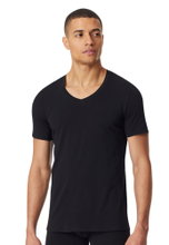 Schiesser T-Shirt V-Ausschnitt Premium Cotton Kurzarm (95% Bio-Baumwolle) Unterwäsche schwarz Herren