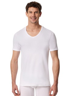 Schiesser T-Shirt z dekoltem w kształcie V Premium Cotton Krótki rękaw (95% Bawełny organicznej) Bielizna biała Mężczyźni