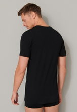 Schiesser T-Shirt 95/5 Rundhals Kurzarm (95% Baumwolle) Unterwäsche schwarz Herren - 2er Pack