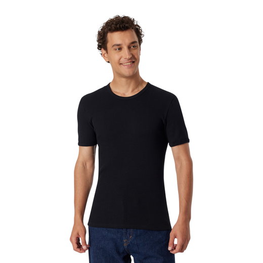 Schiesser Freizeit-Tshirt Revival Friedrich Kurzarm schwarz Herren