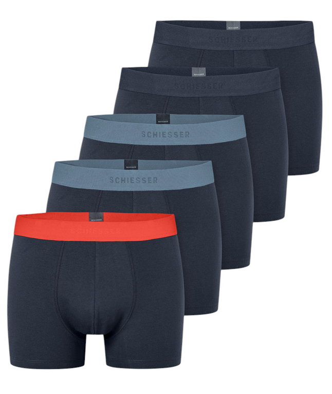 Schiesser Unterwäsche Boxershorts 95/5 Organic Cotton Webgummibund dunkelblau Herren - 5 Stück