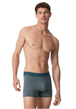 Schiesser Underwear Boxer Shorts 95/5 Woven Elastic Waistband 910 Dark Blue/Blue Striped Men's - 3 Pieces