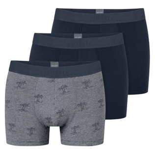 Schiesser Underwear Boxer Shorts 95/5 Woven Elastic Waistband Dark Blue/Grey Men's - 3 Pieces