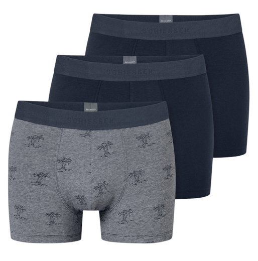 Schiesser Unterwäsche Boxershorts 95/5 Webgummibund dunkelblau/grau Herren - 3 Stück