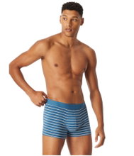 Schiesser Underwear Boxer Shorts 95/5 Woven Elastic Waistband 910 Dark Blue/Blue and White Striped Men's - 3 Pieces