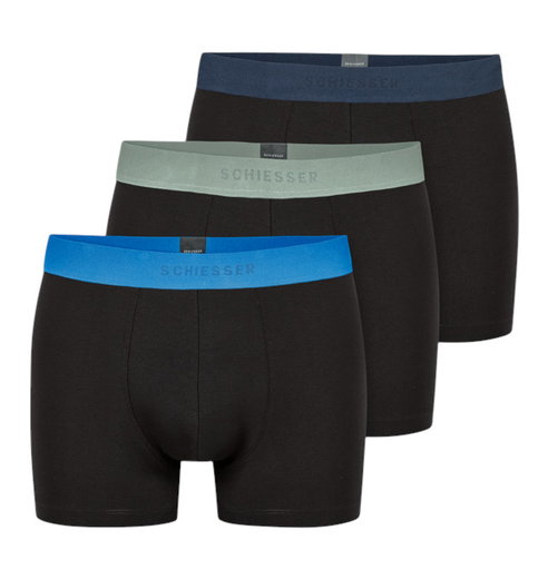 Schiesser Unterwäsche Boxershorts 95/5 Organic Cotton Webgummibund mehrfarbig schwarz Herren - 3 Stück