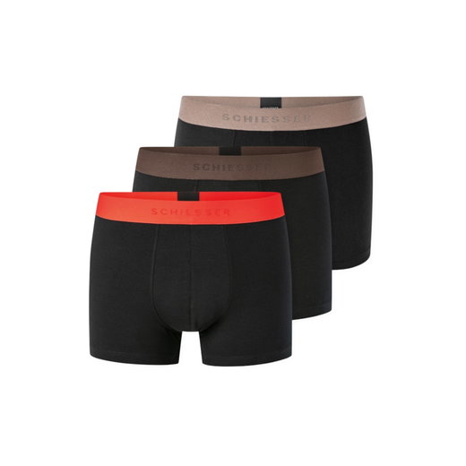 Schiesser Unterwäsche Boxershorts 95/5 Cotton Webgummibund mehrfarbig 929 schwarz Herren - 3 Stück
