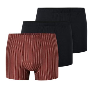 Schiesser Underwear Boxer Shorts 95/5 Organic Cotton multi-coloured black/red-brown/striped 924 Men's - 3 pieces