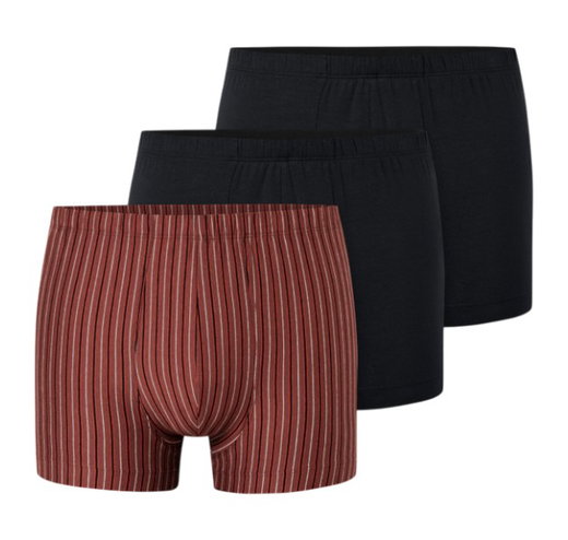 Schiesser Unterwäsche Boxershorts 95/5 Organic Cotton mehrfarbig schwarz/rotbraun/gestreift 924 Herren - 3 Stück