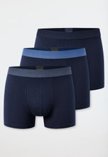 Schiesser Underwear Boxer Shorts 95/5 Organic Cotton Woven Elastic Waistband Night Blue Men's - 3 Pieces