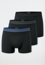 Schiesser Underwear Boxer Shorts 95/5 Organic Cotton Woven Elastic Waistband Black Men - 3 Pieces
