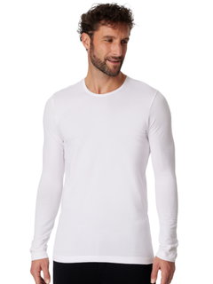 Schiesser Underwear Long Sleeve Shirt Organic Cotton Round Neck 95/5 - white Men's