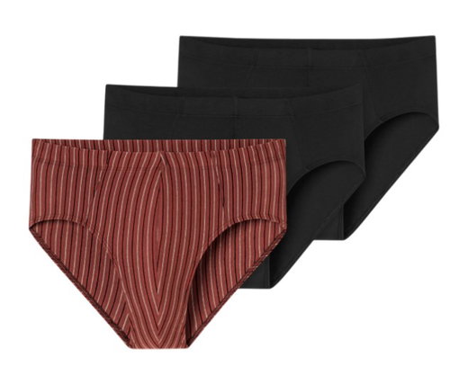 Schiesser Unterwäsche Supermini Slip 95/5 Organic Cotton mehrfarbig schwarz/rotbraun/gestreift 924 Herren - 3 Stück