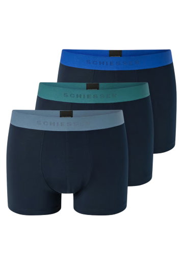 Schiesser Unterwäsche Boxershorts 95/5 Organic Cotton Webgummibund mehrfarbig dunkelblau Herren - 3 Stück
