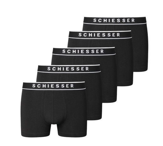 Schiesser Unterwäsche Boxershorts 95/5 Organic Cotton Webgummibund schwarz Herren - 5 Stück
