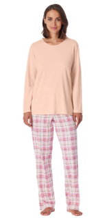 Schiesser Underwear Comfort Essentials Long Pyjamas - Peach/Pink Ladies