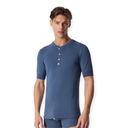 Schiesser Freizeit Tshirt Revival Karl-Heinz Kurzarm faded denimblau Herren