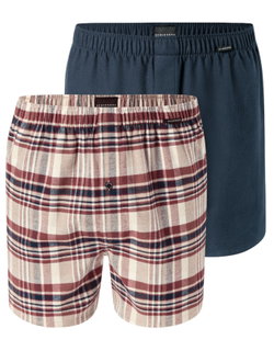 Schiesser Underwear Boxer Shorts Woven Fabric X-Mas Multicoloured Dark Blue/Brown Men's - 2 Pieces