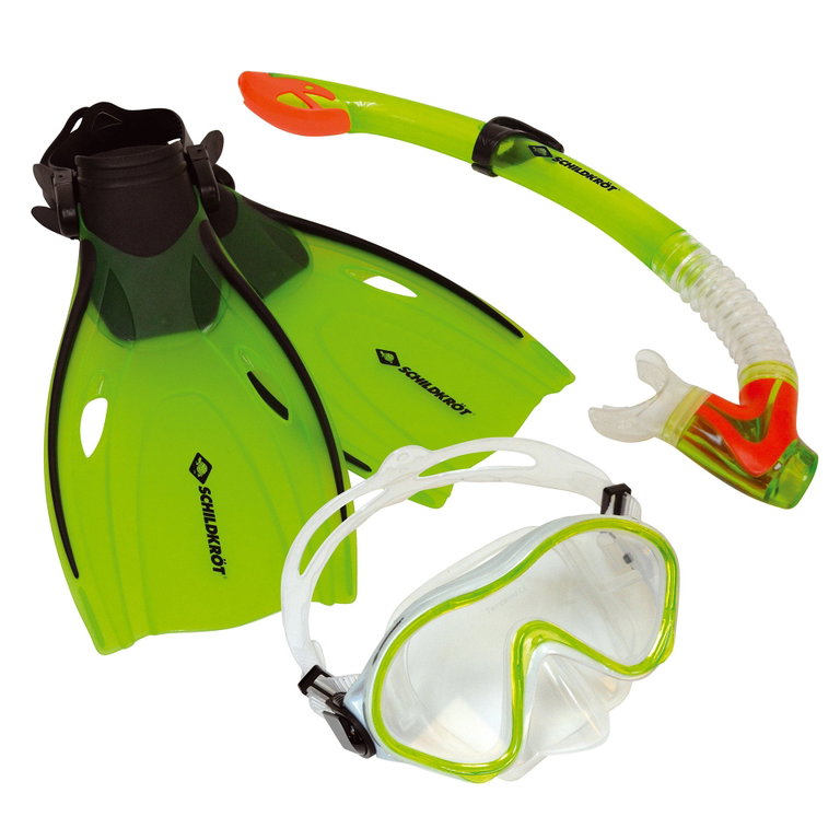 Turtle Snorkel Set Bermuda for Children - Silicone Diving Goggles, Silicone Snorkel and Adjustable Fins - 1 Set