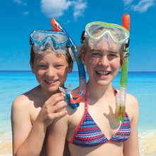 Turtle Snorkel Set Bermuda for Children - Silicone Diving Goggles, Silicone Snorkel and Adjustable Fins - 1 Set