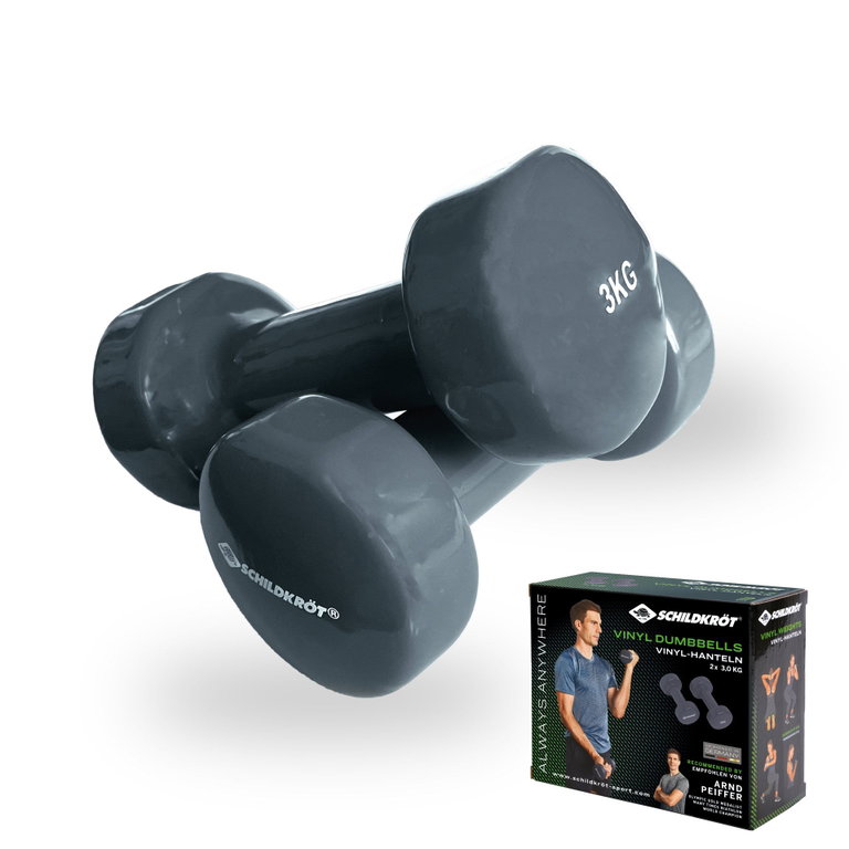 Schildkröt Fitness Hanteln Vinyl (Eisen/PVC) grau Set 2x3,0kg