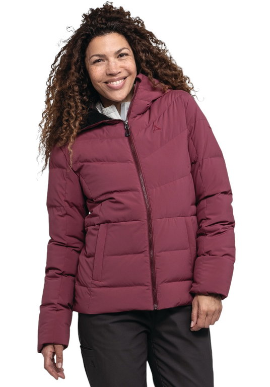 Schöffel Winter-Daunenjacke Urban Down Style Vindave Jacket (winddicht, 4-Wege-Stretch) weinrot Damen