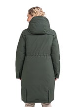 Schöffel Zimowy Puchowy Płaszcz Down Parka Canterbury (4-Kierunkowy Stretch, bardzo ciepły, wodoodporny) ciemnozielony Damski