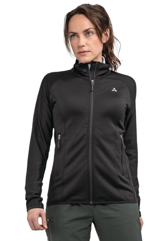 Schöffel Fleecejacke Hiking Style Cascata (2-Wege-Stretch, warm) schwarz Damen