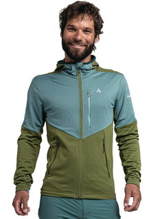 Schöffel Fleece Jacket Hydalen Hoody (breathable, quick-drying, 2-way stretch) olive green/blue Men's