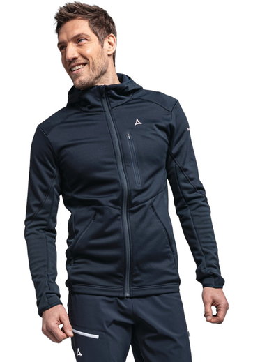 Schöffel Fleecejacke Lodron Hoody (4-Wege-Stretch, schnell trocknend, warm) navyblau Herren