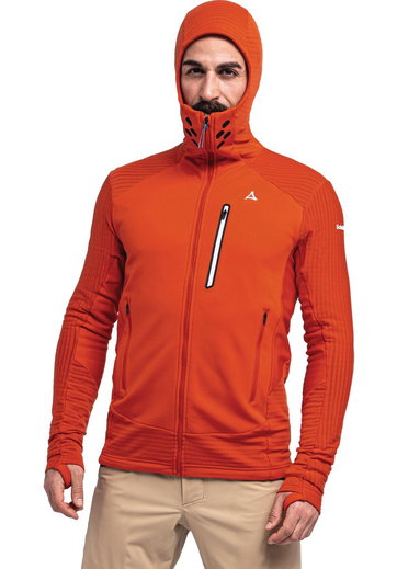 Schöffel Fleecejacke Rotbach Hoody (Kapuze, robust, elastisch) orange Herren