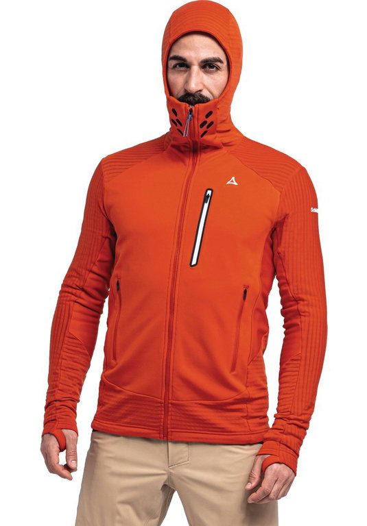 Schöffel Fleecejacke Rotbach Hoody (Kapuze, robust, elastisch) orange Herren